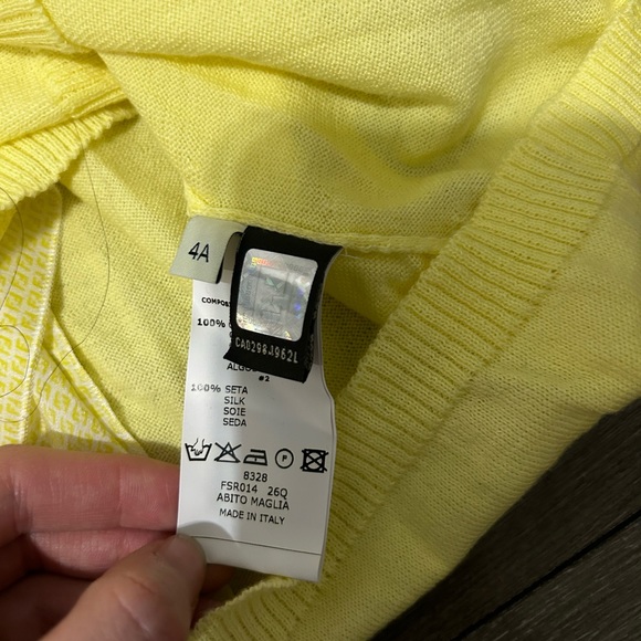 NWT Authentic Fendi Knit Cotton Dress with Logi Silk Back Little Girl Size 4 - Picture 9 of 10